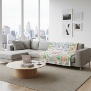Architectural Blueprint Pattern Throw Blanket