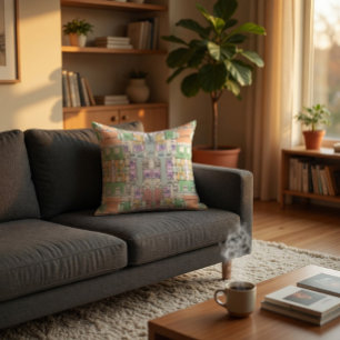 Architectural Blueprint Pattern Throw Pillow