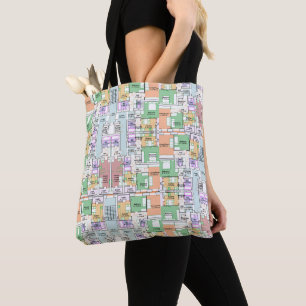 Architectural Blueprint Pattern Tote Bag