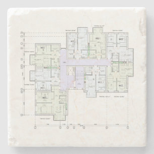 Architectural Blueprint Stone Coaster