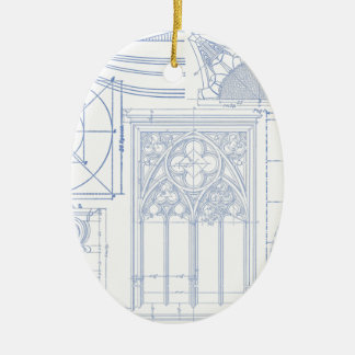 Architectural Blueprints Ceramic Tree Decoration
