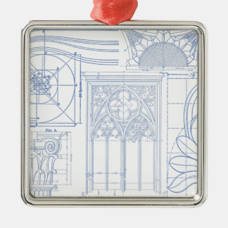 Architectural Blueprints Metal Tree Decoration