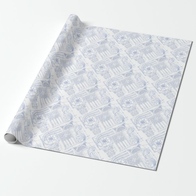 Architectural Blueprints Wrapping Paper (Unrolled)