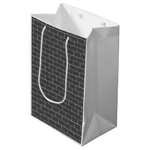 Architectural Bricks Artisan Modern Black White Medium Gift Bag