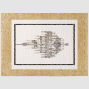 Architectural Drawing Vintage French Chandelier Tissue Paper