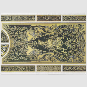 Architectural gold and black decoupage paper