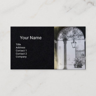 ARCHITECTURAL INTERIOR WITH IRON DOOR Black Paper Business Card