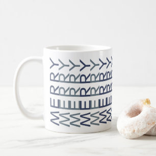 Architectural Line Art   Cobalt Xmas Merry Coffee Mug