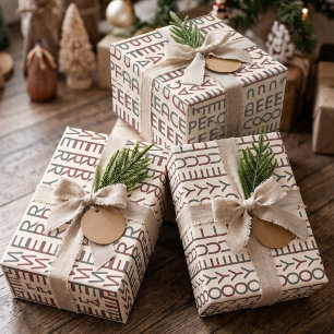 Architectural Line Art Nordic Xmas Set of Wrapping Paper Sheet