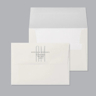 Architectural Minimal Monogram Wedding Envelope