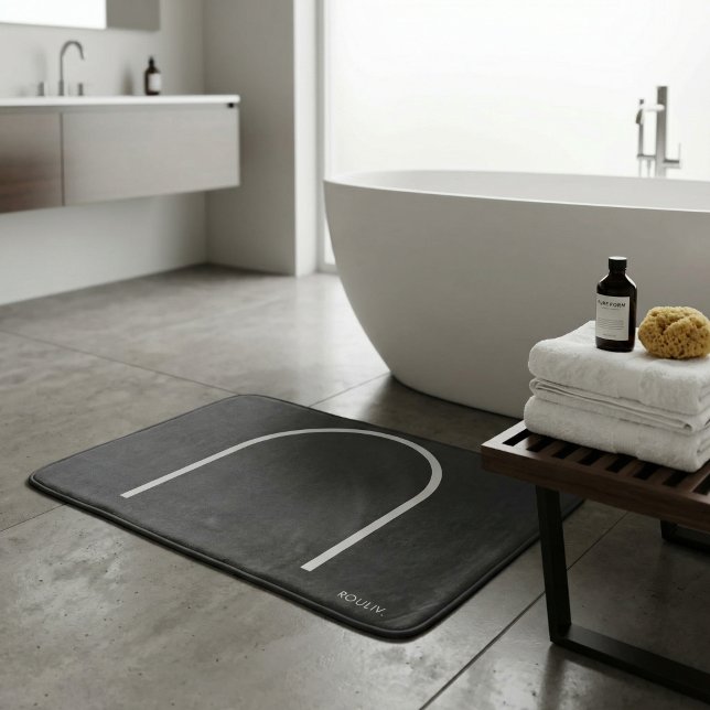 Architectural Muted Charcoal Grey Arch Modern Spa  Bath Mat (Architectural Muted Charcoal Grey Arch Modern Spa Bath Mat)