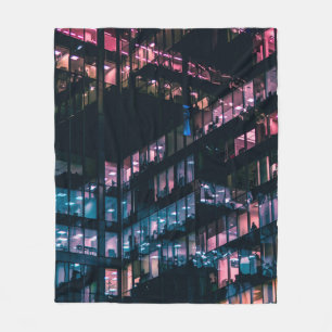 ARCHITECTURAL PHOTOGRAPHY OF BUILDING WITH PEOPLE FLEECE BLANKET