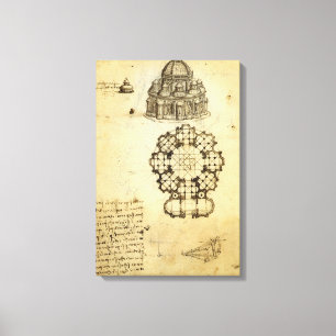 Architectural Sketch by Leonardo da Vinci Canvas Print