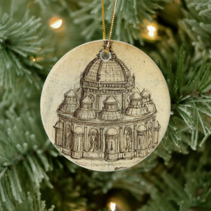 Architectural Sketch by Leonardo da Vinci Ceramic Tree Decoration