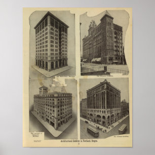 Architectural solidity in Portland, Oregon Poster