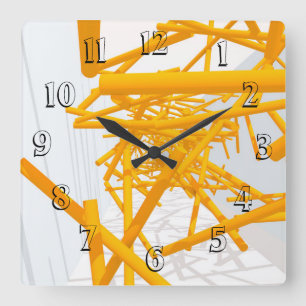 Architectural Space with Bright Geometrical Shape Square Wall Clock