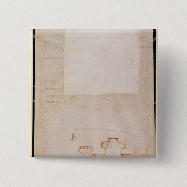 Architectural Study with Notes 15 Cm Square Badge (Front)