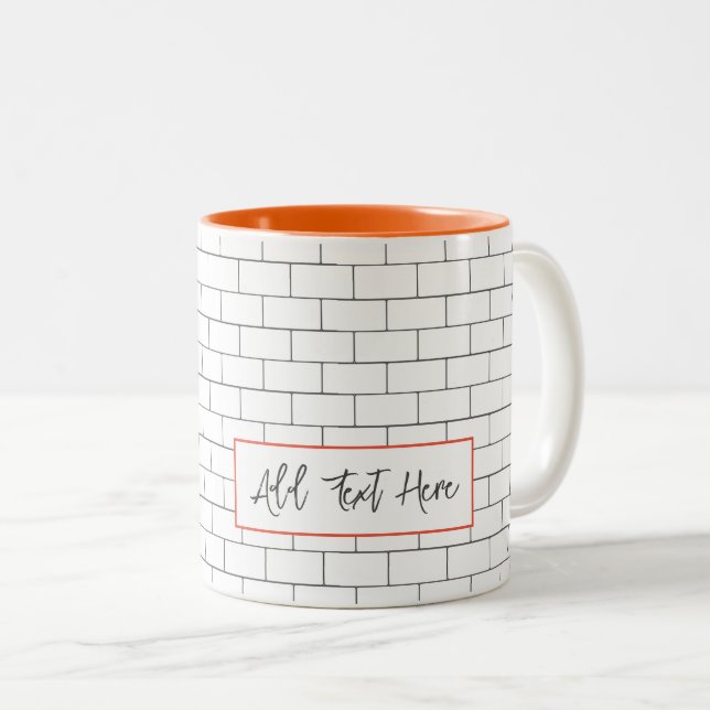 Architectural Subway Tile Modern Classic Text Two-Tone Coffee Mug (Front Right)