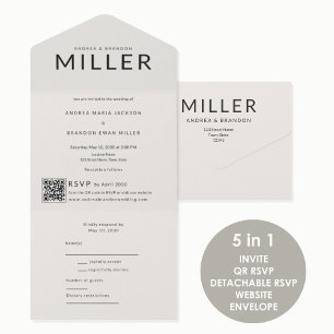 Architectural Surname QR Wedding All In One Invitation