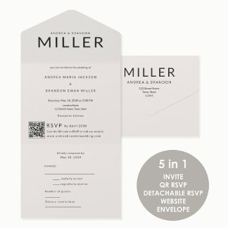 Architectural Surname QR Wedding All In One Invitation