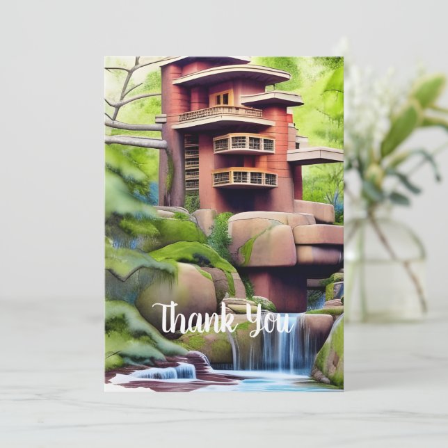 Architectural Tree House Digital Art Thank You Card (Standing Front)