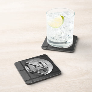 Architecture Circle & Lines Black and White Photo Coaster