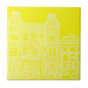 Architecture City View Buildings Sketch Tile