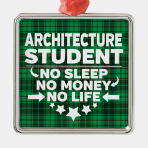 Architecture College Student Green Plaid Xmas Metal Tree Decoration