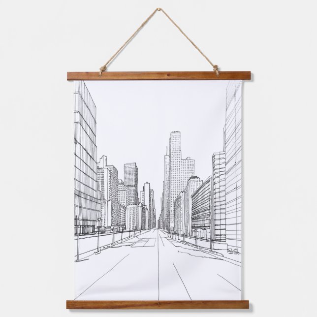 Architecture Drawing Hanging Tapestry (Front)