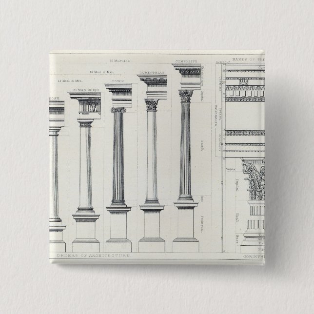 Architecture I: Orders of Architecture 15 Cm Square Badge (Front)