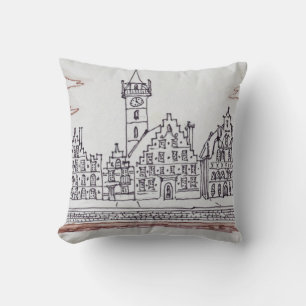 Architecture of Graslei Ghent, Belgium Cushion