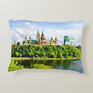 Architecture of Parliament Hill Ottawa. Buy Now Decorative Cushion