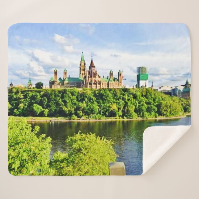 Architecture of Parliament Hill Ottawa. Buy Now Sherpa Blanket (Front (Horizontal))
