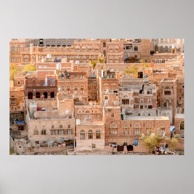 Architecture of the Old Town of Sana'a, Yemen. UNE Poster (Front)