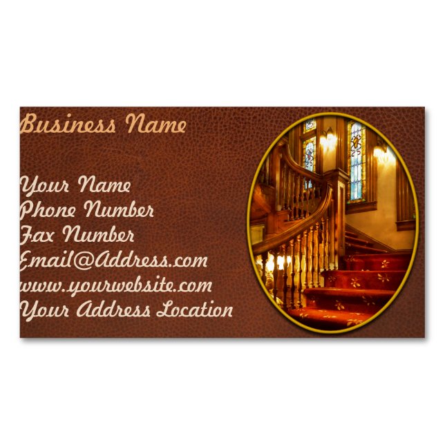 Architecture - Stairs - Let's take a peek upstairs Magnetic Business Card (Front)
