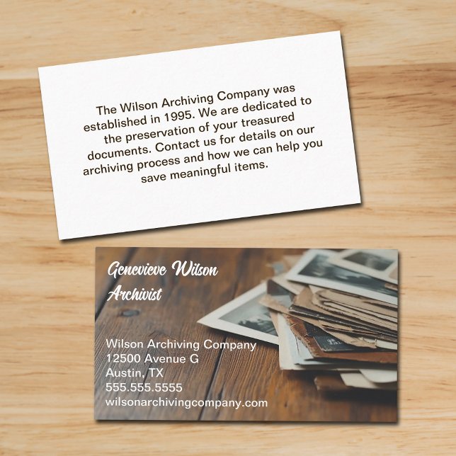 Archivist Company Vintage Photographs Archival Business Card (Creator Uploaded)