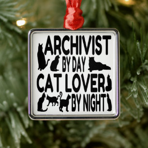 Archivist Loves Cats Metal Tree Decoration