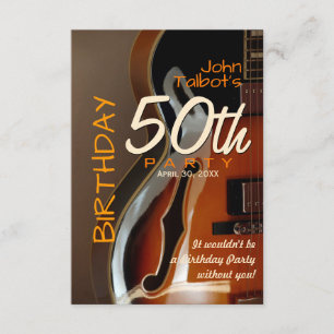 Archtop guitar 50th Birthday Party Invitation
