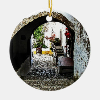 Archway in Obidos Portugal Ceramic Tree Decoration