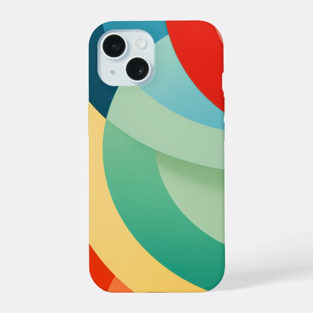Arcing shapes in bright colours iPhone 15 case (Back)