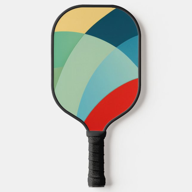 Arcing shapes in bright colours pickleball paddle (Front)