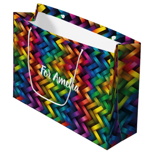 Arcoíris de Geometría Vibrante Large Gift Bag (Front Angled)