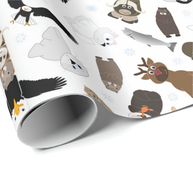 Arctic Alaska Animals 1 Wrapping Paper (Roll Corner)