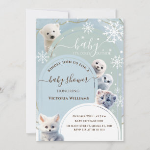 Arctic Animal Arch baby it's cold Baby Shower Invitation