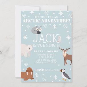 Arctic Animal Birthday Party Invitation