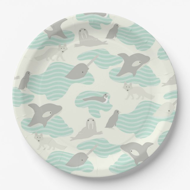 Arctic Animal Friends Paper Plate (Front)