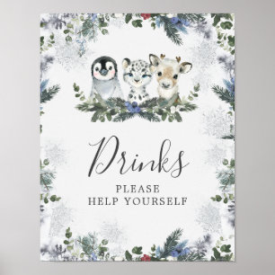 Arctic Animal Onederland 1st Birthday Drinks Poster