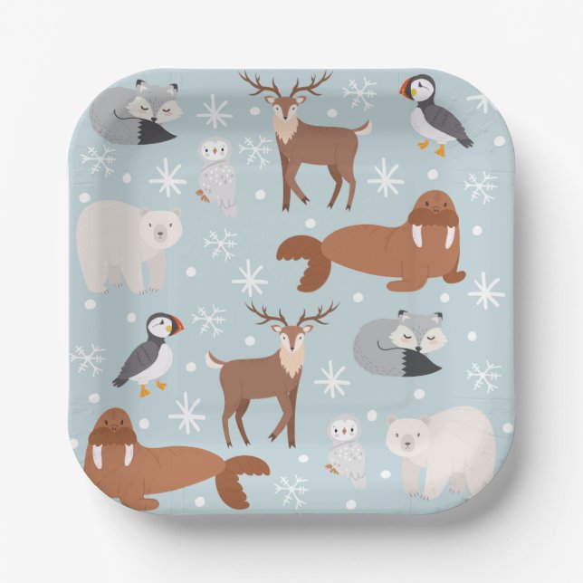 Arctic Animal Party Napkins Paper Plate (Front)