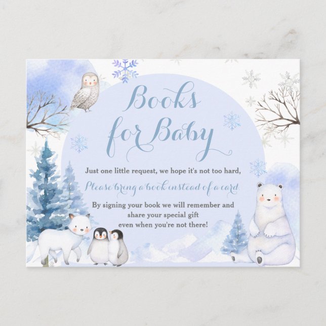 ARCTIC ANIMAL Snowflake Baby Shower Books for Baby Postcard (Front)