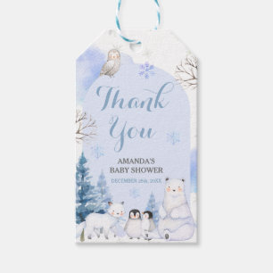 ARCTIC ANIMAL Snowflakes Baby Shower Thank You Gift Tags
